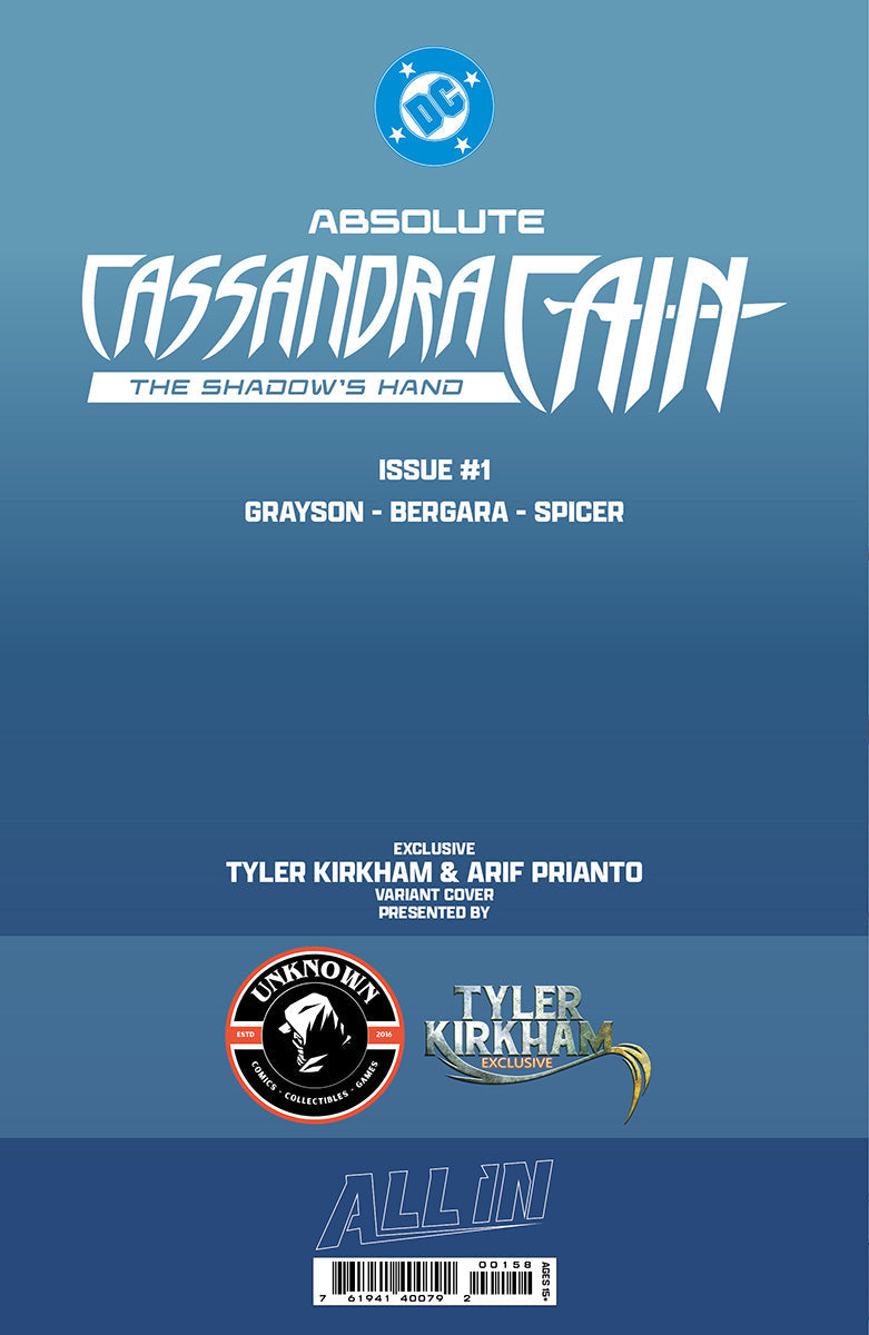 ABSOLUTE CASSANDRA CAIN THE SHADOW'S HAND #1 (ONE SHOT) TYLER KIRKHAM BATTLE DAMAGED EXCLUSIVE VAR (09/09/2026) (09/16/2026)