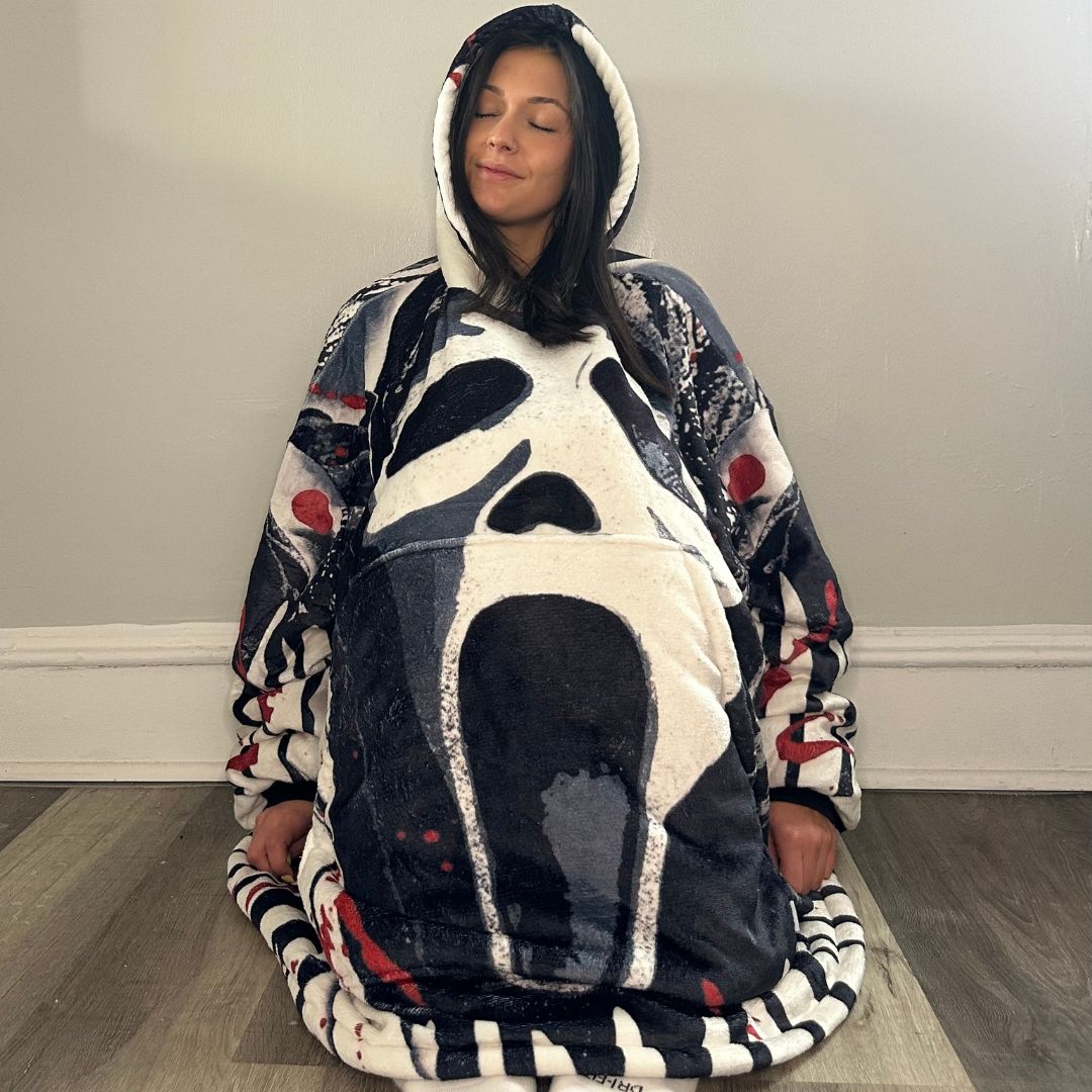 Ghost Face Horror Wearable Blanket Hoodie for Kids & Adults | OLM Toys