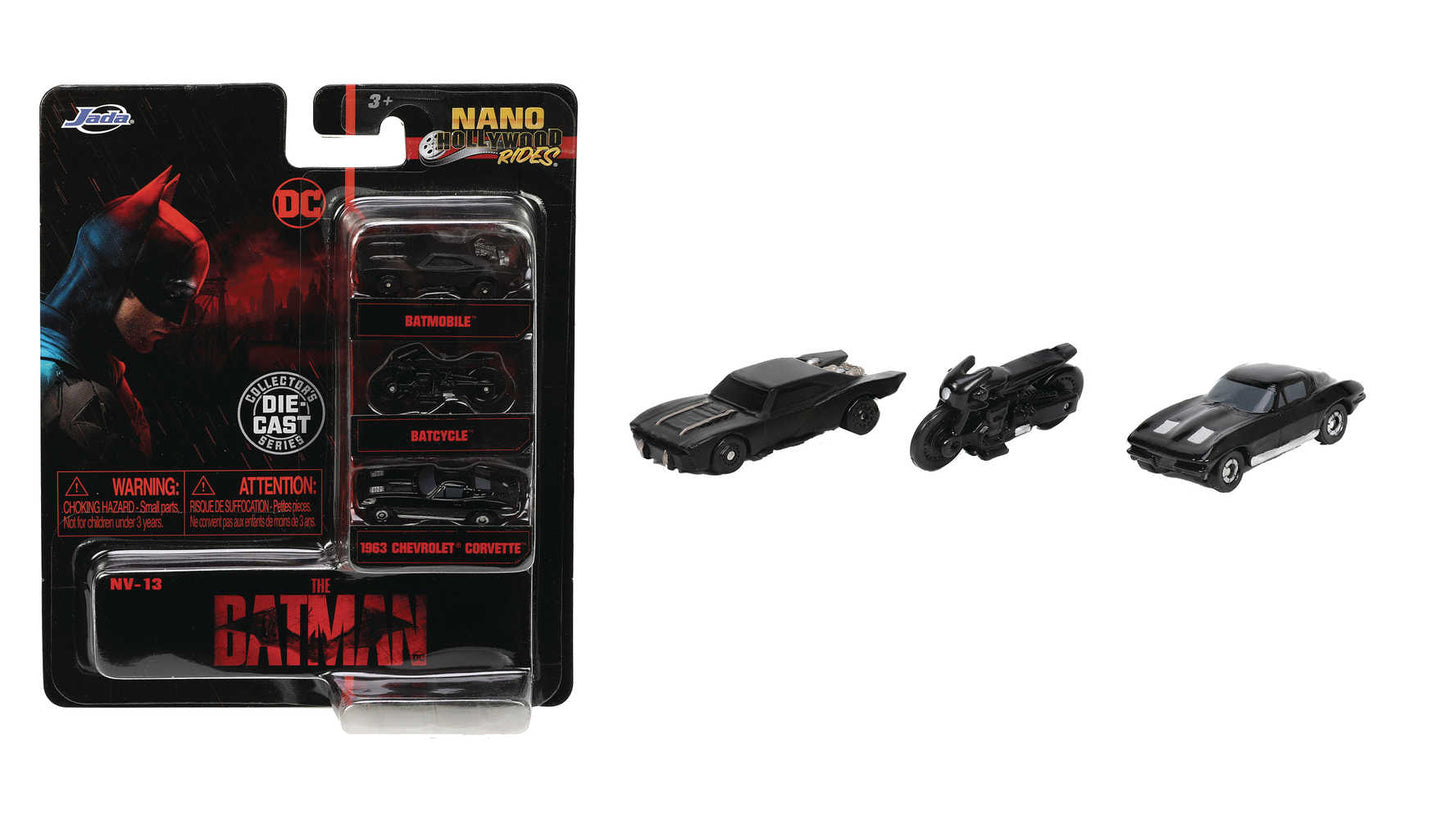 Nano Hollywood Rides 2022 Batman 3 Pk Die Cast Veh