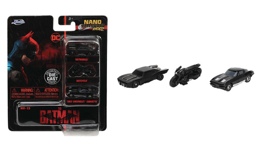 Nano Hollywood Rides 2022 Batman 3 Pk Die Cast Veh