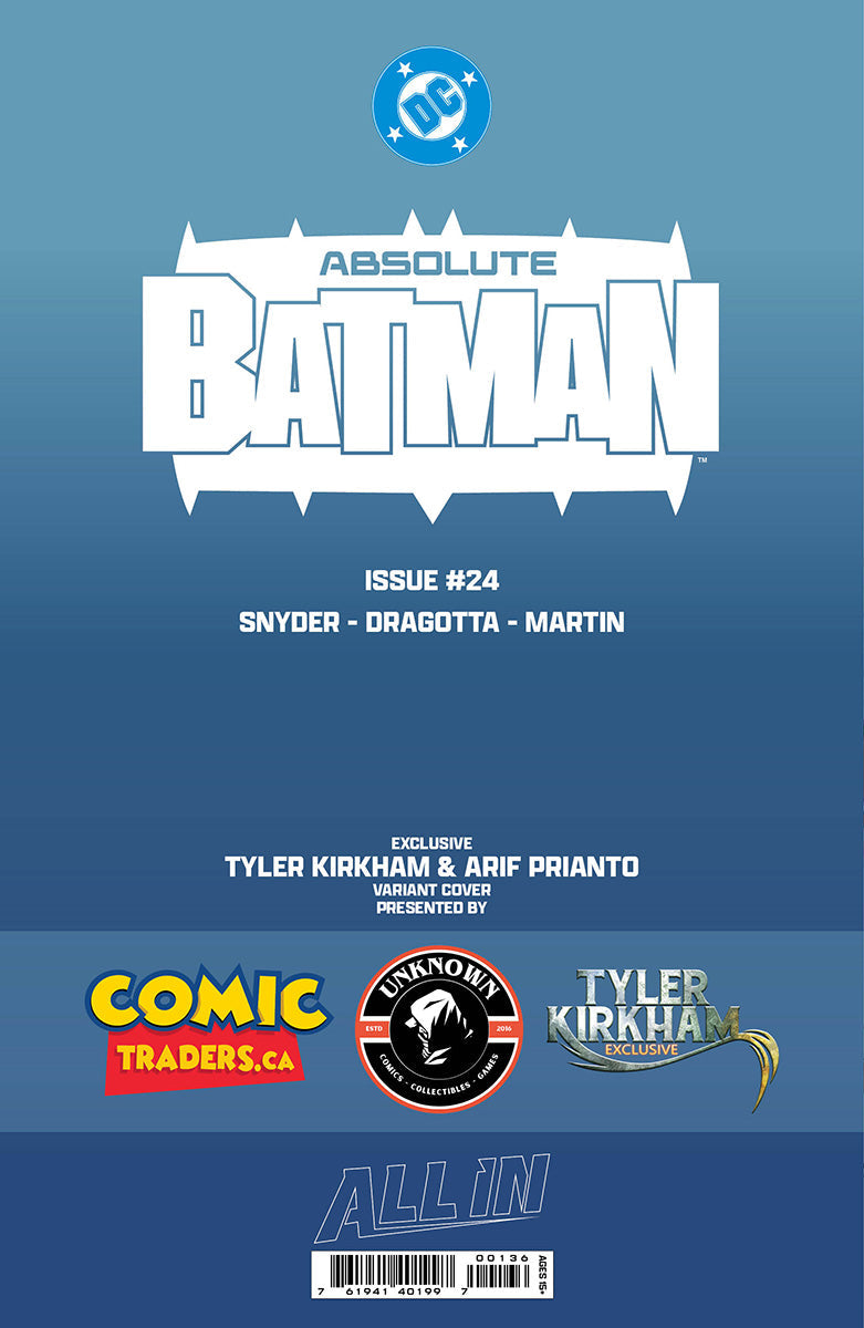 ABSOLUTE BATMAN #24 TYLER KIRKHAM BATTLE DAMAGED PENGUIN EXCLUSIVE VIRGIN VAR (09/23/2026)