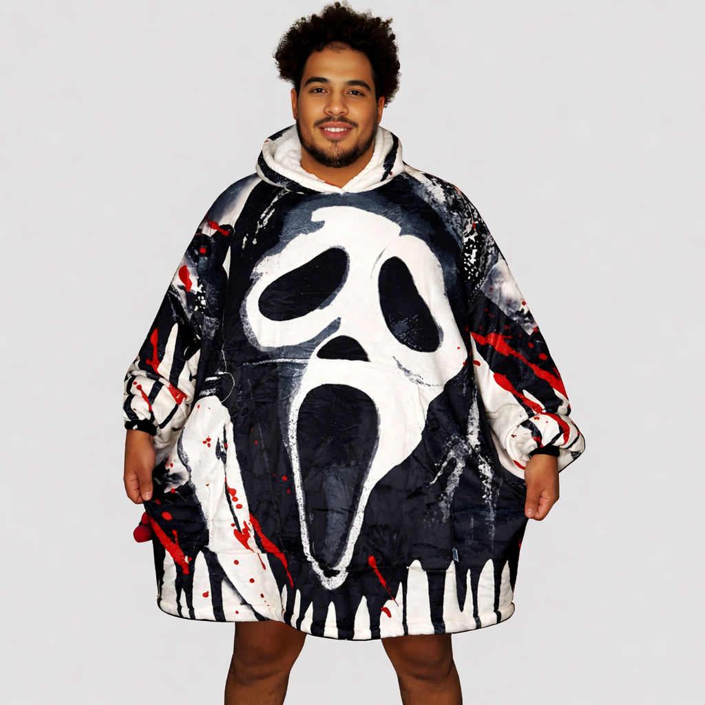 Ghost Face Horror Wearable Blanket Hoodie for Kids & Adults | OLM Toys