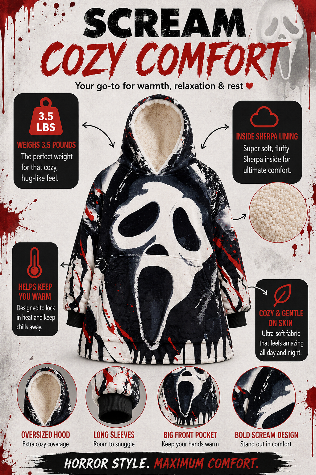 Ghost Face Blanket Hoodie