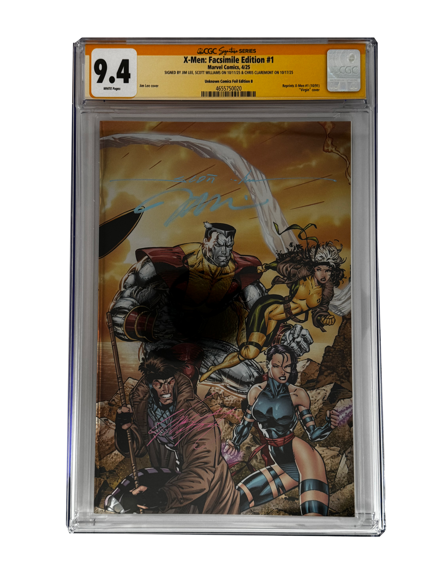 [TRIPLE SIGNED CGC YELLOW LABEL 4 PACK FOIL] X-Men 1991 #1 Facsimile Jim Lee | Claremont |  Williams Cover Var [Set #2]