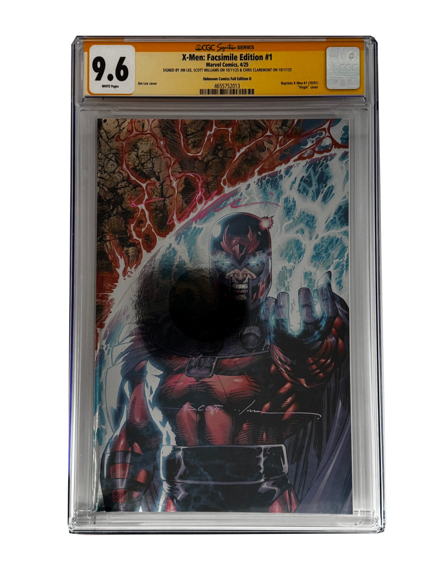[TRIPLE SIGNED CGC YELLOW LABEL 4 PACK FOIL] X-Men 1991 #1 Facsimile Jim Lee | Claremont |  Williams Cover Var [Set #2]