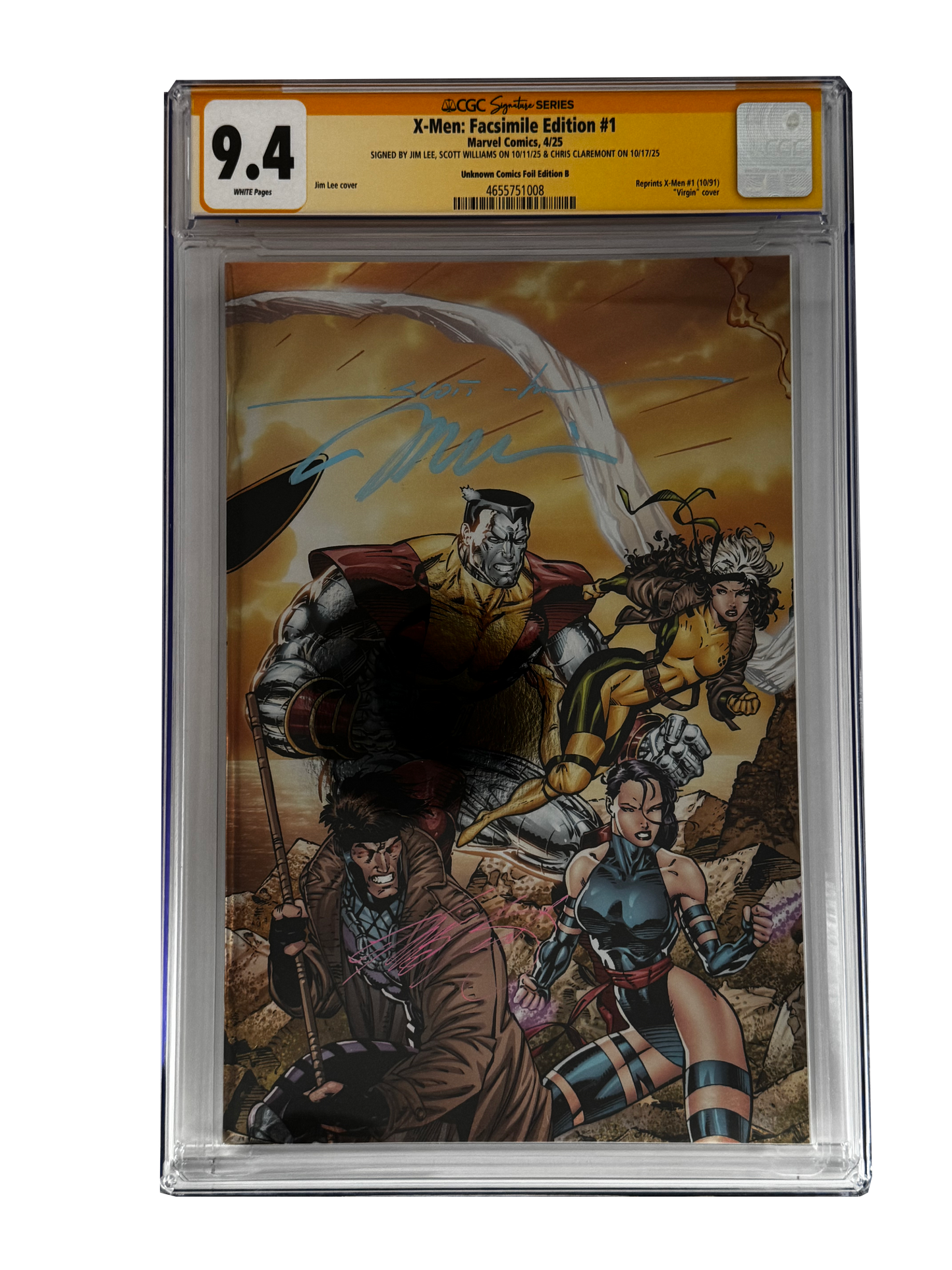 [TRIPLE SIGNED CGC YELLOW LABEL 4 PACK FOIL] X-Men 1991 #1 Facsimile Jim Lee | Claremont |  Williams Cover Var [Set #1]