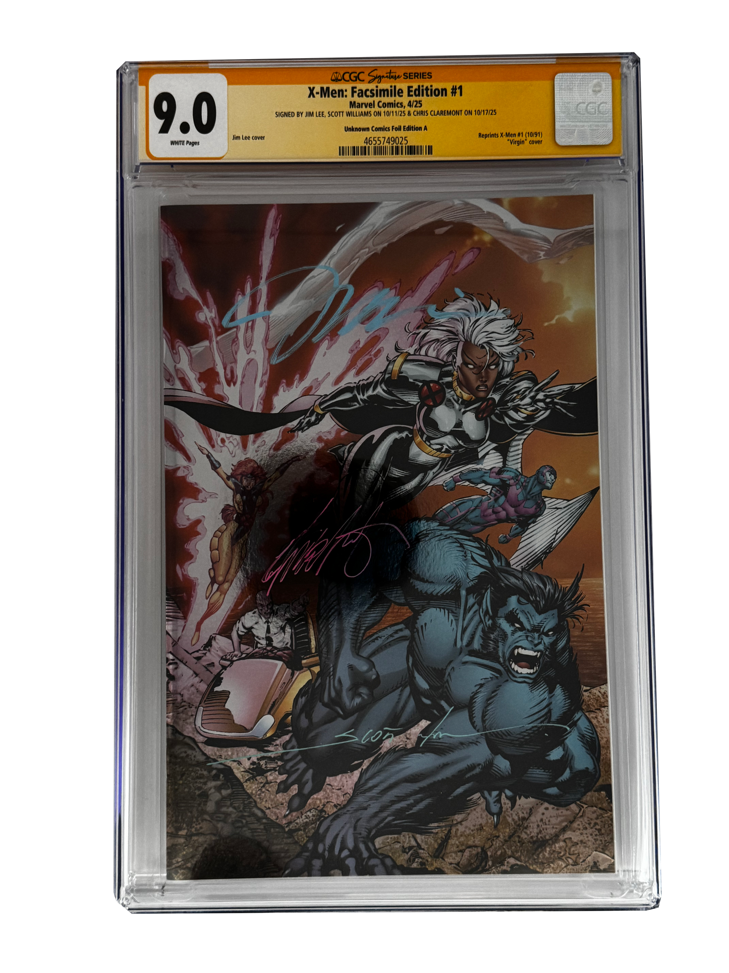 [TRIPLE SIGNED CGC YELLOW LABEL 4 PACK FOIL] X-Men 1991 #1 Facsimile Jim Lee | Claremont |  Williams Cover Var [Set #4]