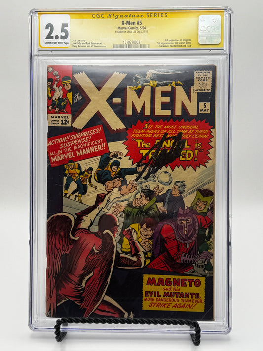 X-Men #5 CGC 2.5 Yellow Label Signed by Stan Lee 1964 [IN STOCK]